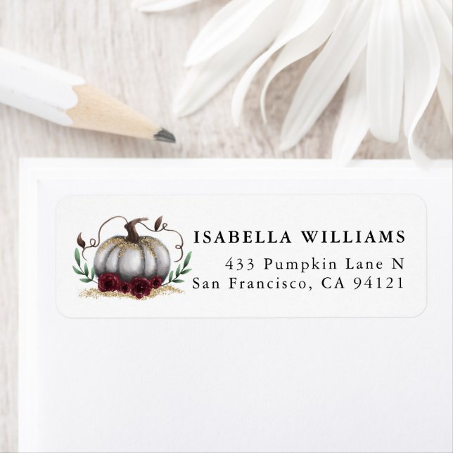 Rustic Pumpkin White Gold Return Address (Insitu)
