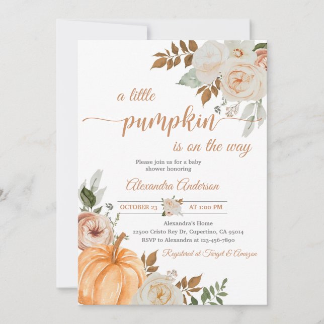 Rustic Pumpkins Baby Shower Invitation (Front)