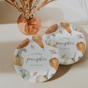 Rustic Pumpkins Fall Baby Shower Paper Plate