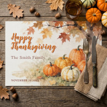 Rustic Pumpkins Fall Thanksgiving Paper Placemat