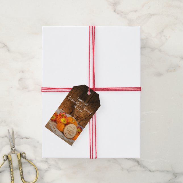 Rustic Pumpkins Fall Wedding Thank You Favour Tag (With Twine)