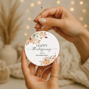 Rustic Pumpkins Thanksgiving Dinner Ornament