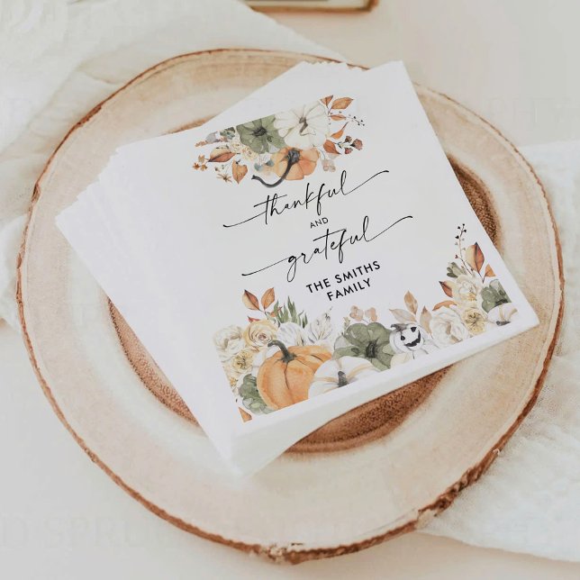 Rustic Pumpkins Thanksgiving Dinner Paper Napkin (Creator Uploaded)