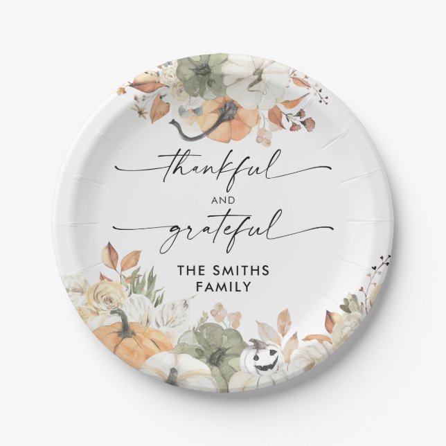 Rustic Pumpkins Thanksgiving Dinner Paper Plate  (Front)
