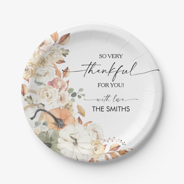 Rustic Pumpkins Thanksgiving Dinner Paper Plate  (Front)