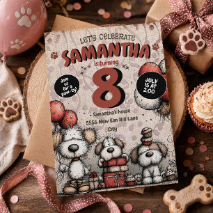 Rustic Puppy Dog Girl's 8th Birthday  Invitation
