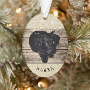 Rustic Puppy Grown Dog Snowflake 2 Photo Keepsake Ornament