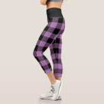 Rustic Purple and Black Buffalo Plaid Pattern Capri Leggings<br><div class="desc">These rustic capri leggings feature a simple design of purple and black buffalo plaid  Wear to yoga,  the gym or lounging around the house. Designed by artist Susan Coffey.</div>