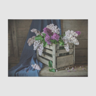Rustic Purple and White Lilacs Floral Photo Tissue Paper