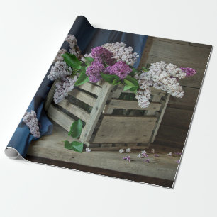 Rustic Purple and White Lilacs Floral Photo Wrapping Paper