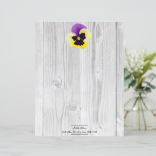 Rustic Purple and Yellow Pansy Paper Sheet