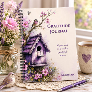 Rustic Purple Birdhouse Gratitude Journal |