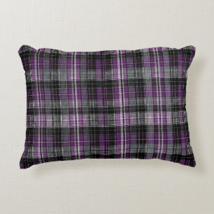 Rustic purple black tartan pattern accent pillow