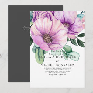 Rustic Purple Bloom Nuestra Boda Spanish Wedding Invitation