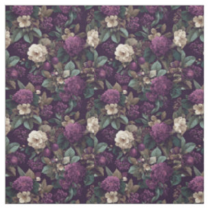 Rustic Purple Botanical Bold Vintage Floral Fabric