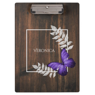 Rustic Purple Butterfly Clipboard