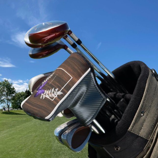 Rustic Purple Butterfly Golf Head Cover (Rustic Purple Butterfly Personalized Golf Head Cover)