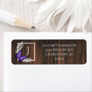 Rustic Purple Butterfly Label