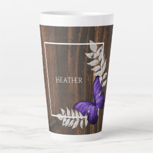 Rustic Purple Butterfly Personalized Latte Mug