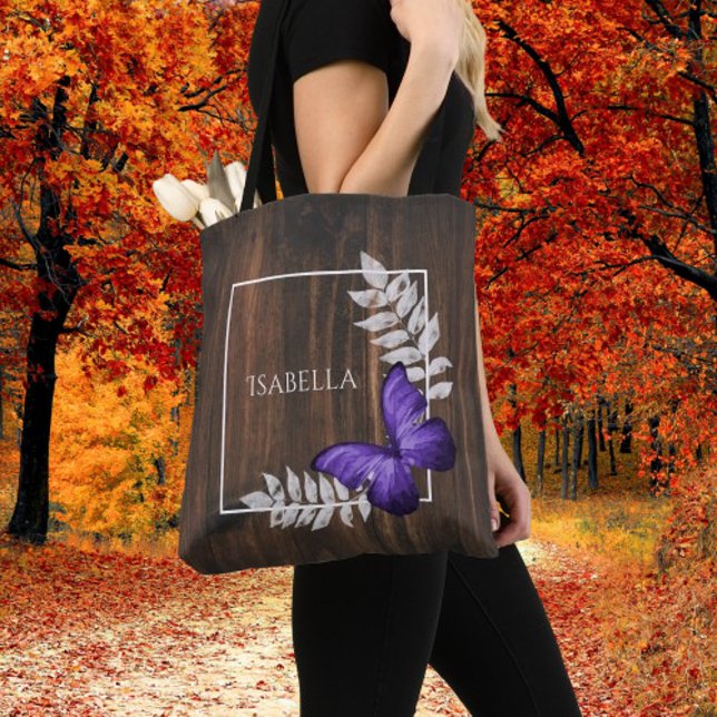 Rustic Purple Butterfly Personalized Tote Bag (Rustic Purple Butterfly Personalized Tote Bag)