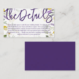 Rustic Purple Calligraphy Script Wedding Details Enclosure Card