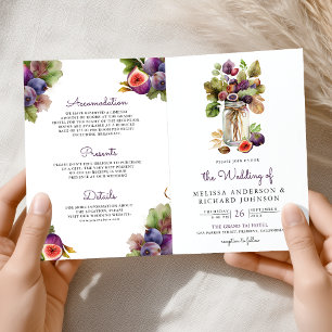 Rustic Purple Fig All in One QR Code Wedding Invitation