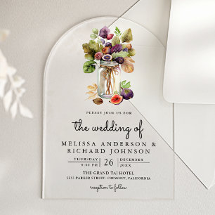 Rustic Purple Fig Mason Jar Wedding Acrylic Invitations