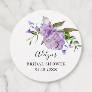 Rustic Purple Floral Bridal Shower Favour Tags