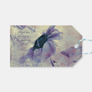 Rustic Purple Floral Sunflower Vintage Wedding Gift Tags