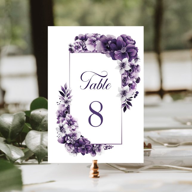 Rustic Purple Floral Wedding Table Number (Creator Uploaded)