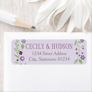 Rustic Purple Green Floral Mariage Adresse de reto