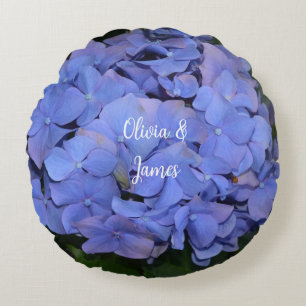 Rustic Purple Hydrangea macrophylla Round Pillow