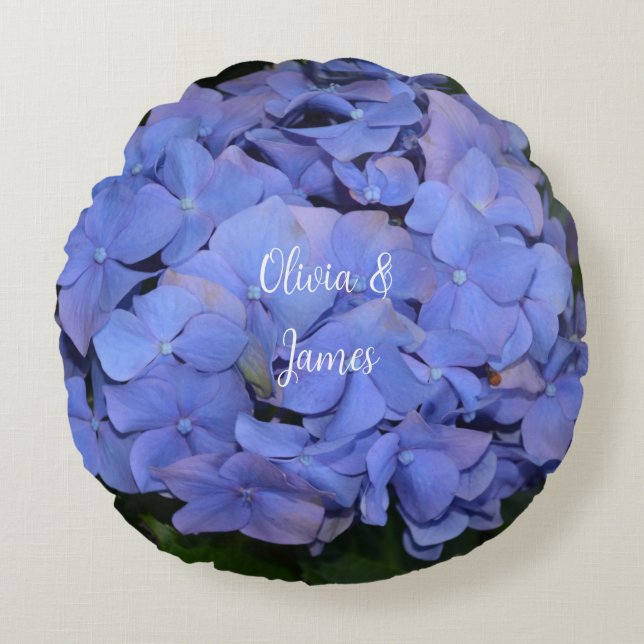 Rustic Purple Hydrangea macrophylla  Round Pillow (Front)
