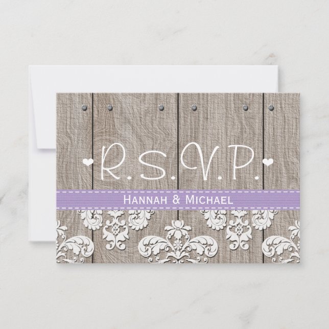 Rustic Purple Hydrangea Wedding RSVP Response Card (Front)