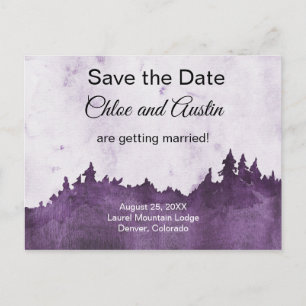 Rustic Purple Jewel Tone Landscape Save The Date Postcard
