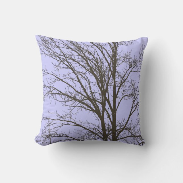 Rustic Purple Lavender Brown Tree Branches Throw Pillow (Front)