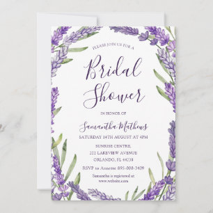Rustic Purple Lavender Watercolor Bridal Shower Invitation