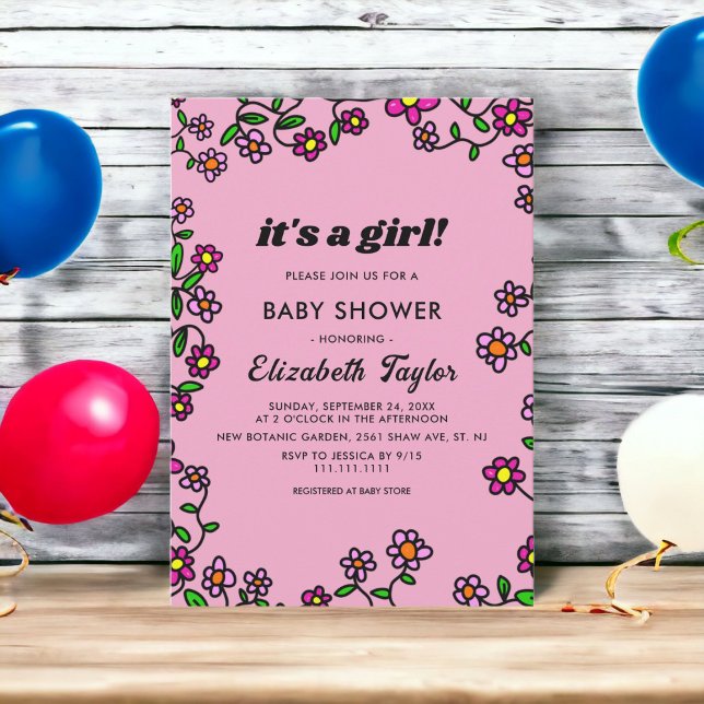 Rustic Purple Magenta Roses Floral Baby Shower Invitation (Creator Uploaded)