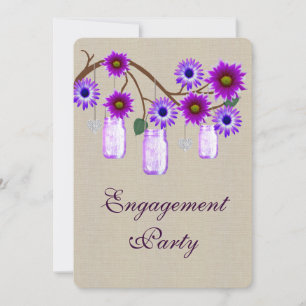 Rustic Purple Mason Jars Engagement Party Invite
