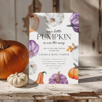 Rustic Purple Orange White Pumpkin Baby Shower