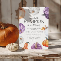 Rustic Purple Orange White Pumpkin Baby Shower