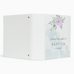Rustic Purple Rose Eucalyptus Baptism Photo Album Binder