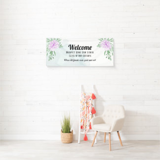 Rustic Purple Rose Eucalyptus Class Reunion Banner