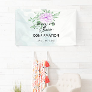 Rustic Purple Rose Eucalyptus Confirmation Banner