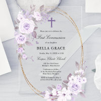 Rustic Purple Rose Floral First Holy Communion