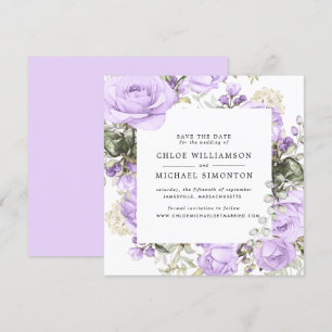 Rustic Purple Rose Floral Save the Date Card