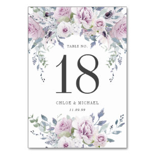 Rustic Purple Rose Floral Wedding Table Table Number