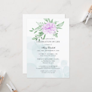 Rustic Purple Rose Leaves Celebration Of Life Invitation