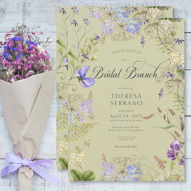 Rustic Purple Sage Wildflower Sage Bridal Brunch Invitation (Rustic Purple Sage Wildflower Sage Bridal Brunch Invitation)