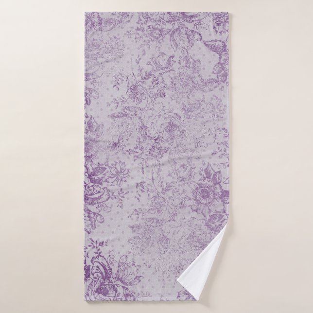 rustic purple, shabby chic,pale lavender florals, bath towel (Bath Towel)